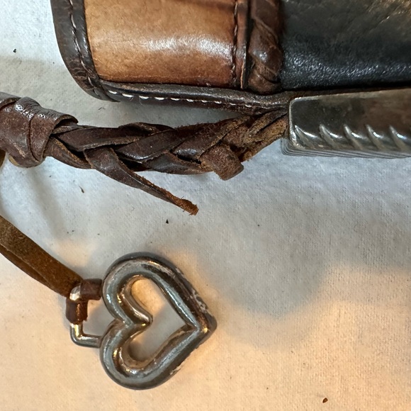 Brighton Leather Shoulder Bag Black Brown - Picture 3 of 11